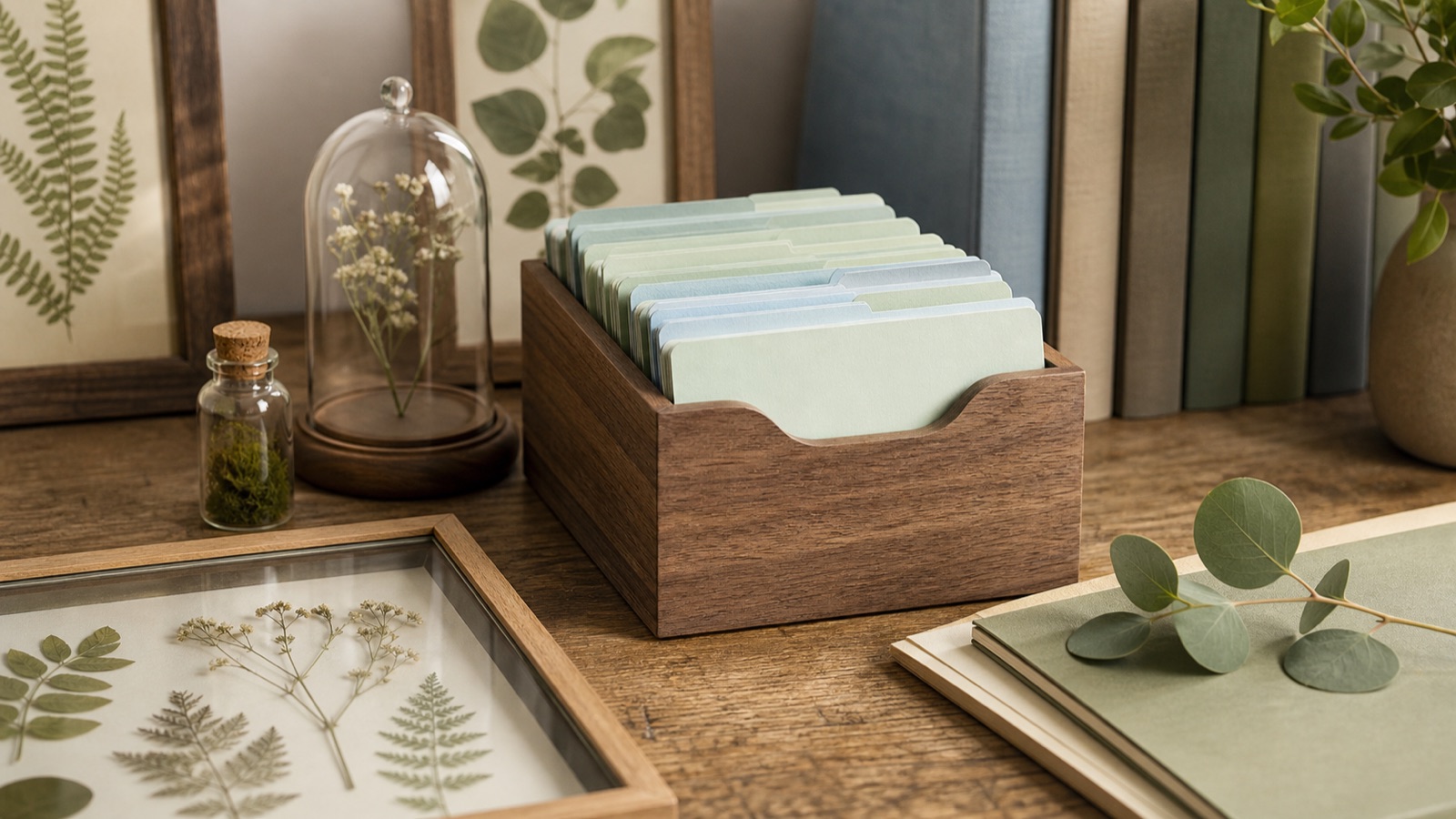 Botanical index cards as a calm symbol for organized ICD 10 references
