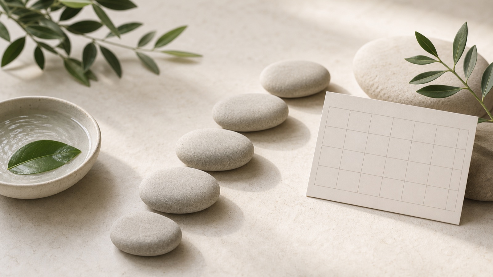 Stepping stones in a gentle sequence as a symbol for consolidated therapy invoices